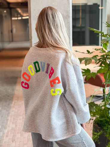 Pull "Good vibes" - Gris clair