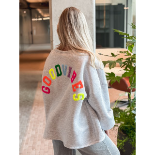 Pull "Good vibes" - Gris clair
