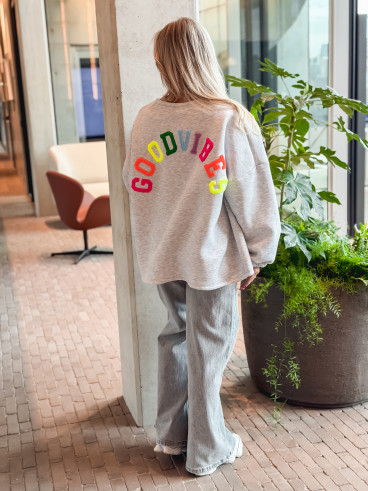 Pull "Good vibes" - Gris clair