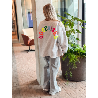 Pull "Good vibes" - Gris clair