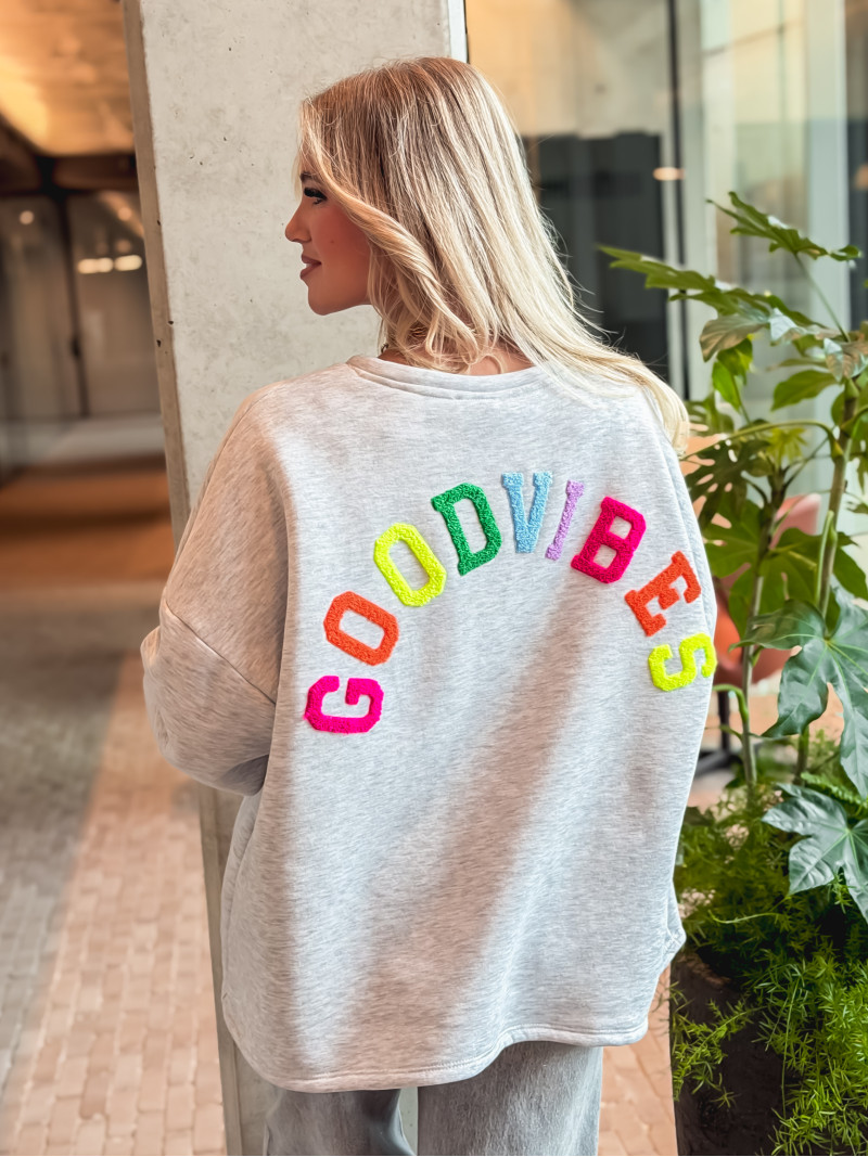 Pull "Good vibes" - Gris clair