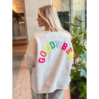 Pull "Good vibes" - Gris clair