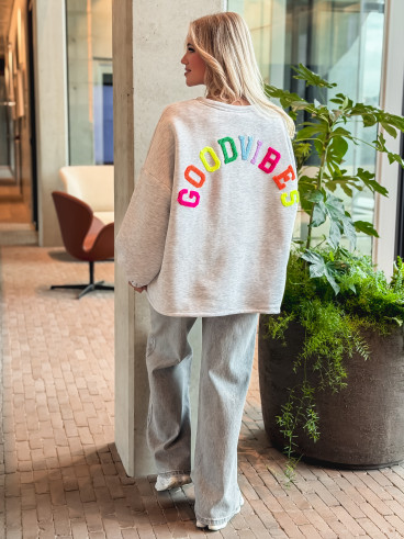 Pull "Good vibes" - Gris clair