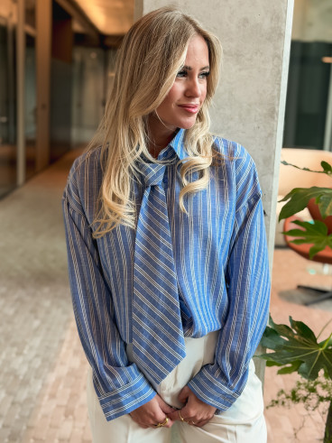 Chemise ligné Harper - Bleu