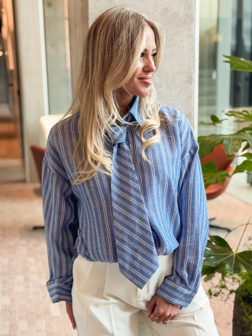 Chemise ligné Harper - Bleu