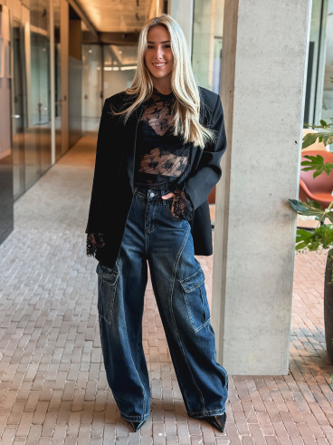 Blouse à motifs Séverine - Noir