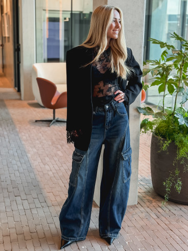 Blouse à motifs Séverine - Noir