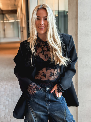 Blouse à motifs Séverine - Noir