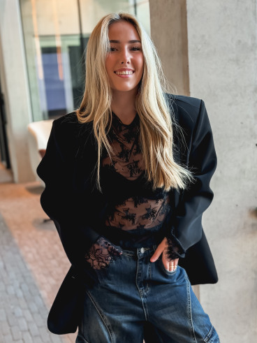 Blouse à motifs Séverine - Noir