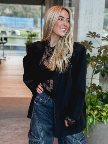 Blouse à motifs Séverine - Noir