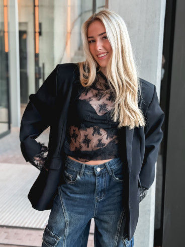 Blouse à motifs Séverine - Noir