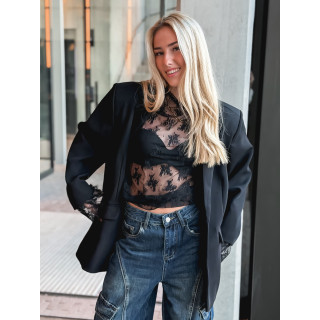 Blouse à motifs Séverine - Noir