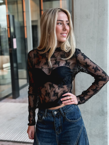 Blouse à motifs Séverine - Noir