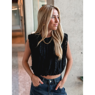 Blouse en dentelle Kara - Noir