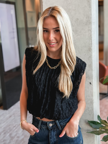 Blouse en dentelle Kara - Noir