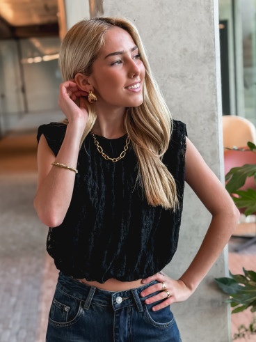 Blouse en dentelle Kara - Noir