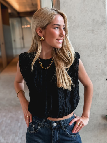 Blouse en dentelle Kara - Noir