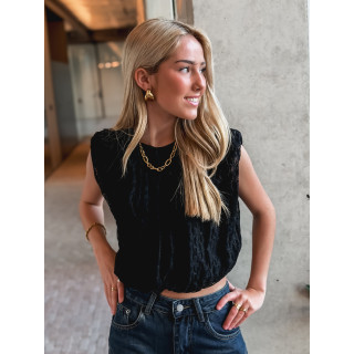 Blouse en dentelle Kara - Noir