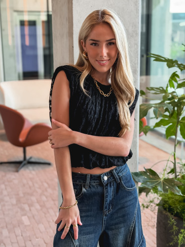 Blouse en dentelle Kara - Noir