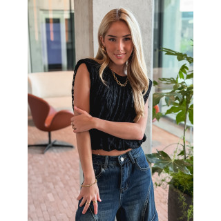 Blouse en dentelle Kara - Noir