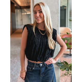 Blouse en dentelle Kara - Noir