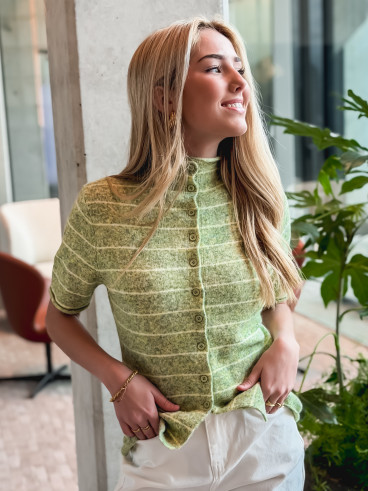 Gilet ligné Izia - Vert/Jaune