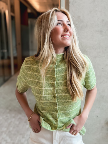 Gilet ligné Izia - Vert/Jaune