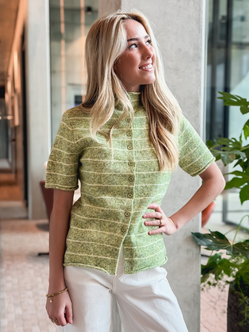 Gilet ligné Izia - Vert/Jaune