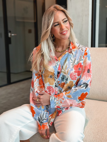 Chemise à motifs Elvarya - Bleu