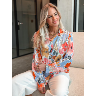 Chemise à motifs Elvarya - Bleu