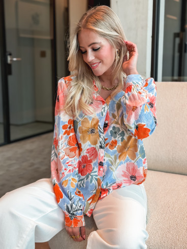 Chemise à motifs Elvarya - Bleu