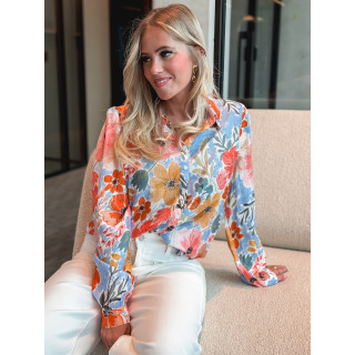 Chemise à motifs Elvarya - Bleu