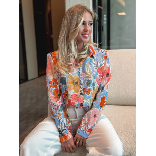 Chemise à motifs Elvarya - Bleu