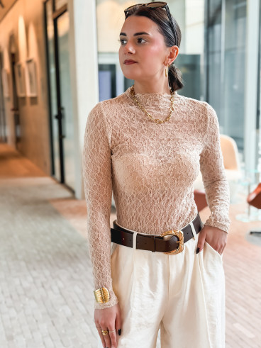 Blouse en dentelle Nancy - Beige