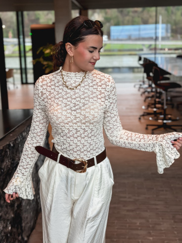 Blouse en dentelle Angelina - Ecru