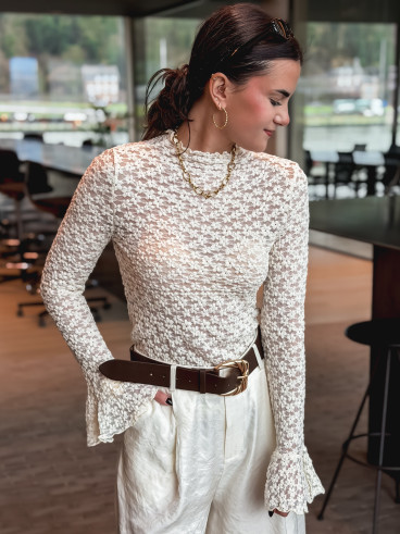 Blouse en dentelle Angelina - Ecru