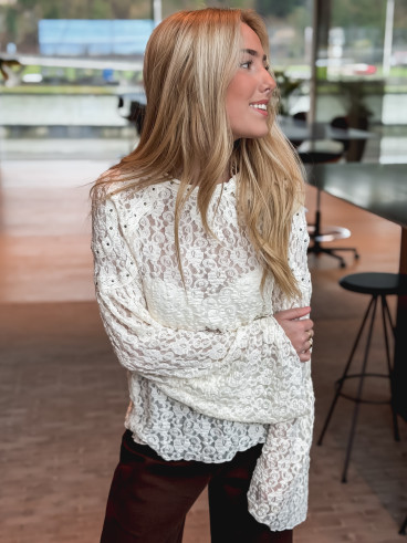 Blouse en dentelle Lison - Crème