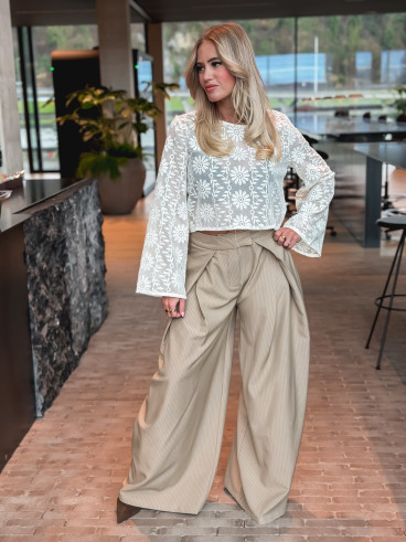 Pantalon ligné Amela - Taupe