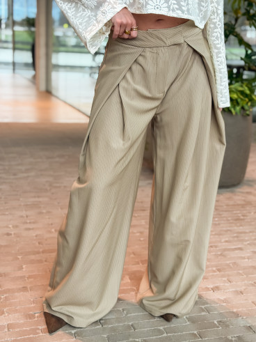 Pantalon ligné Amela - Taupe