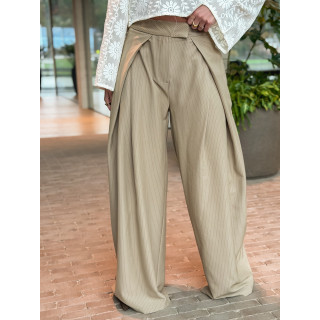 Pantalon ligné Amela - Taupe