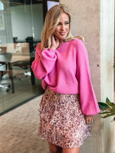 Jupe courte à motifs Melya - Rose