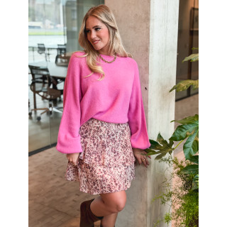 Jupe courte à motifs Melya - Rose