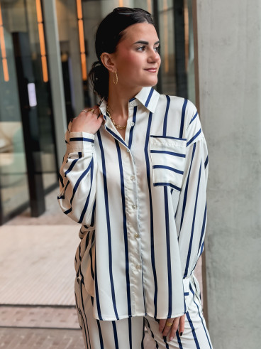 Chemise ligné Catania - Ecru/Bleu marine Chemise ligné Catania - Ecru/Bleu marine