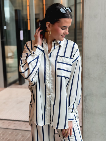 Chemise ligné Catania - Ecru/Bleu marine Chemise ligné Catania - Ecru/Bleu marine