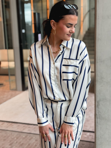 Chemise ligné Catania - Ecru/Bleu marine Chemise ligné Catania - Ecru/Bleu marine