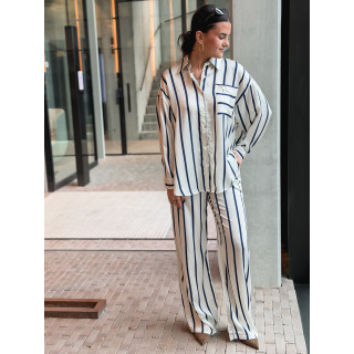 Pantalon ligné Catania - Ecru/Bleu marine