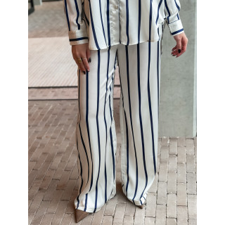 Pantalon ligné Catania - Ecru/Bleu marine