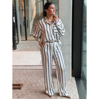 Pantalon ligné Catania - Ecru/Bleu marine