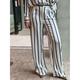 Pantalon ligné Catania - Ecru/Bleu marine