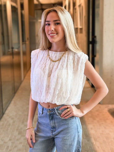 Blouse en dentelle Kara - Blanc